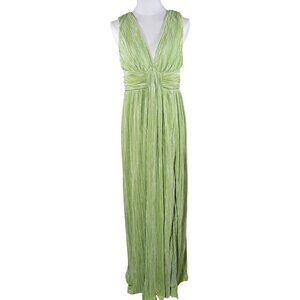 Lulus Melitta Lime Green Plisse Sash Maxi Dress Size M